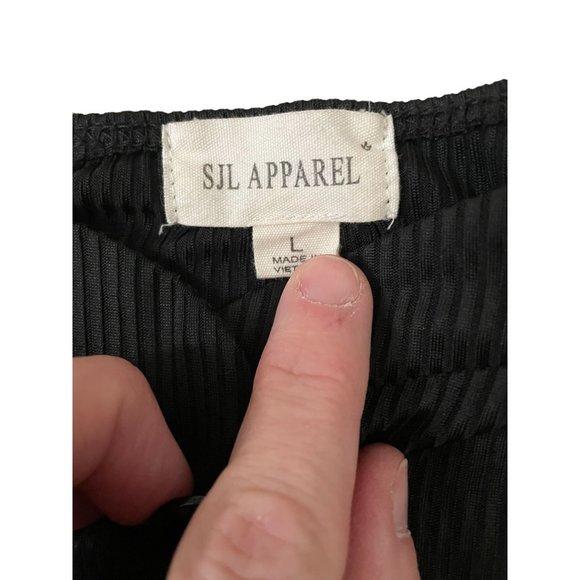 SJL Apparel Black Ribbed Bodysuit Sz. L - Picture 3 of 4